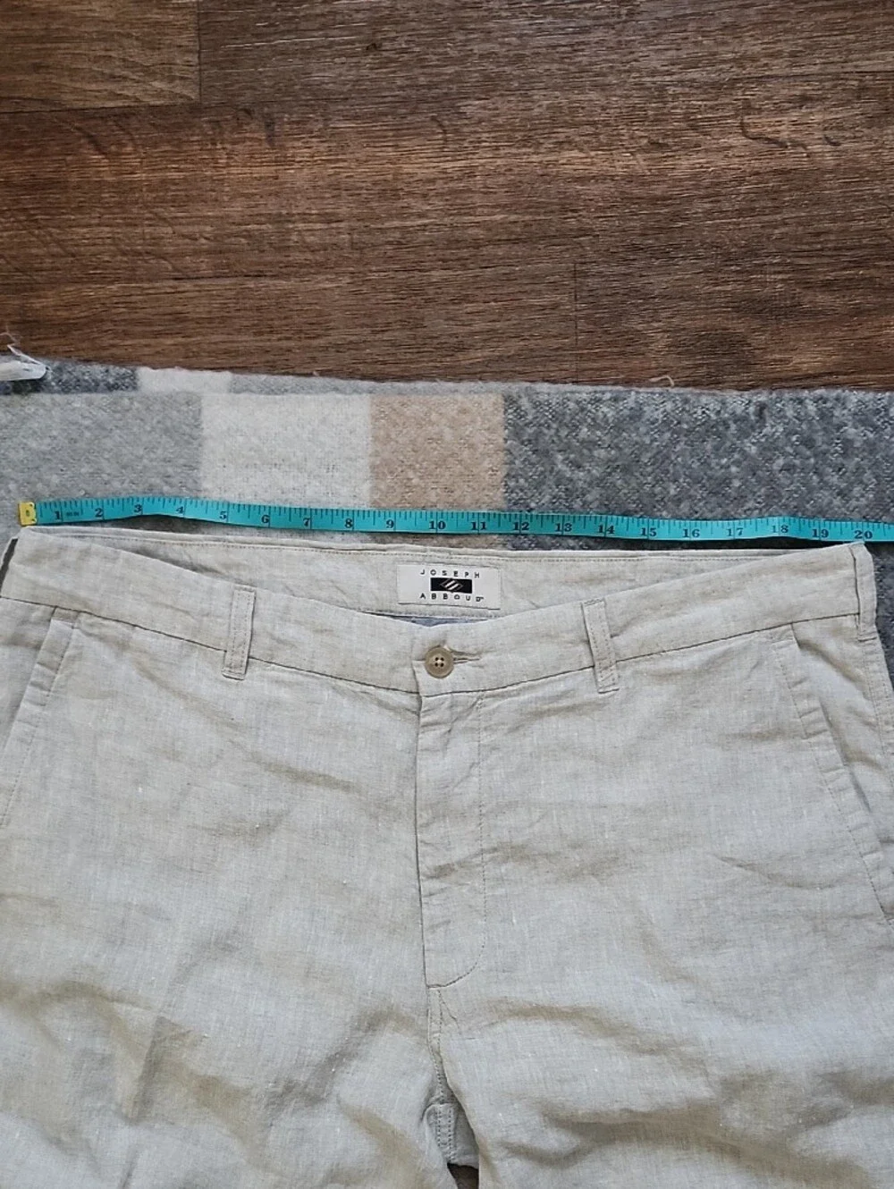Joseph Abboud Men's Linen Pants 40x32 Beige Flat Front Summer Beach Tapered
